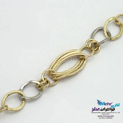 دستبند طلا - طرح حلقه های تودرتو-MB1248